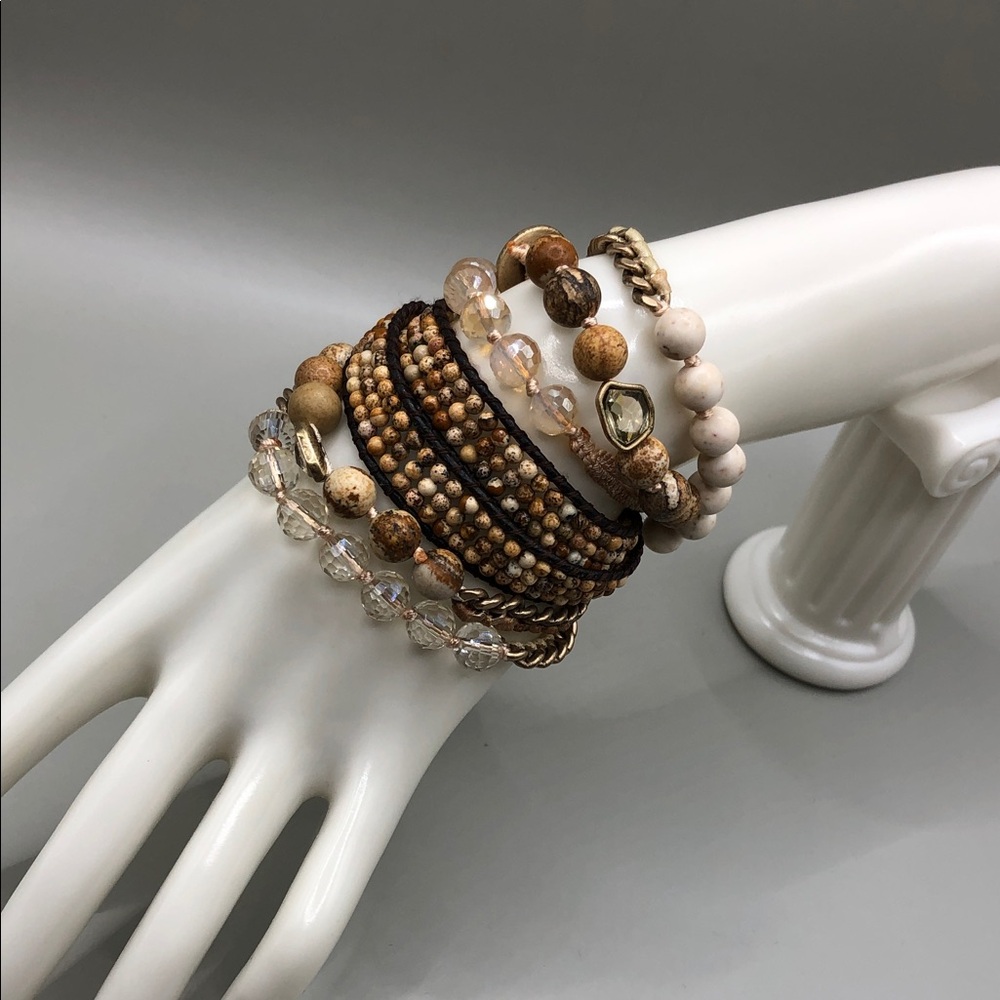 Chloe + Isabel Long Jasper Stone Wrap Bracelet Lulu Dharma Jasper Leather Wrap